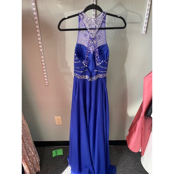 Blue Rhinestone Prom Dress - Picture 2 of 3